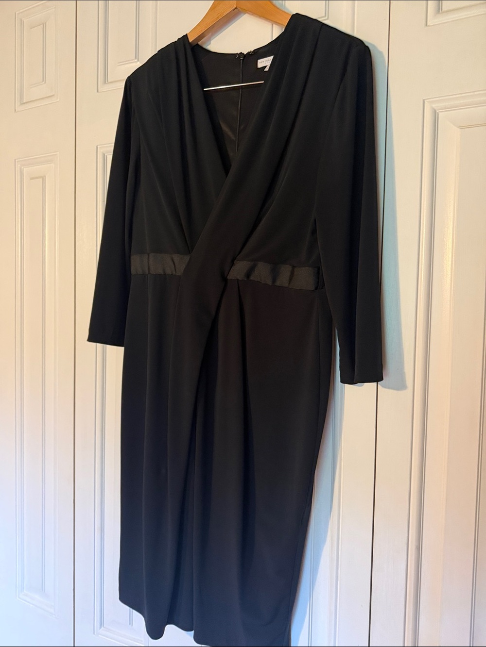 New York & Company Black Long-Sleeve Wrap Dress